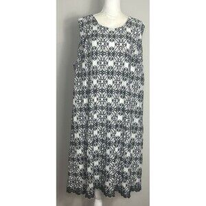 Catherines Black White Geo Pattern Midi Dress Sleeveless Plus Size 3X (26/28)